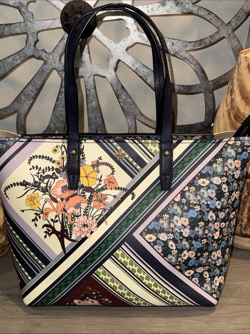 Floral Patchwork Tote Bag in Multicolor